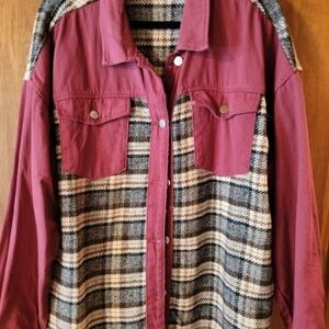 Heavy Manners Burgundy and Plaid Jacket